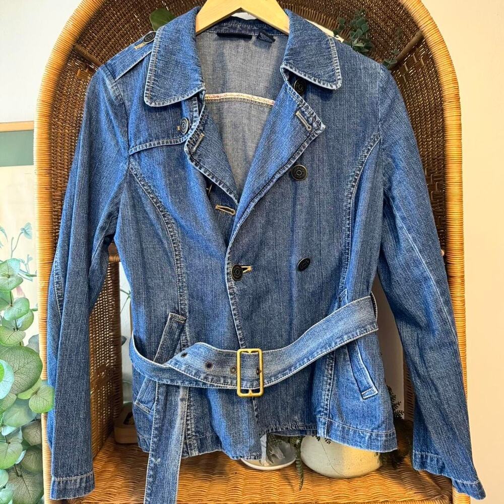 Relativity belted buckle denim jacket